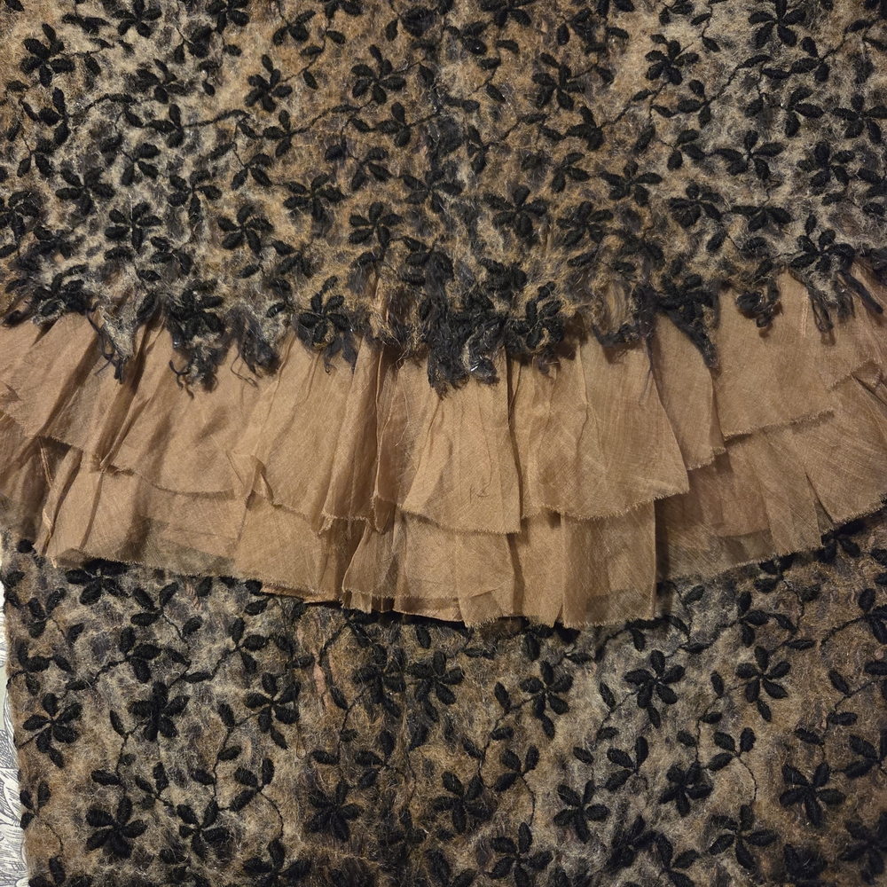 Marianne Kooimans Black and Brown Lace Silk Skirt Wool Embroidered Vintage Skirt - Picture 4 of 9